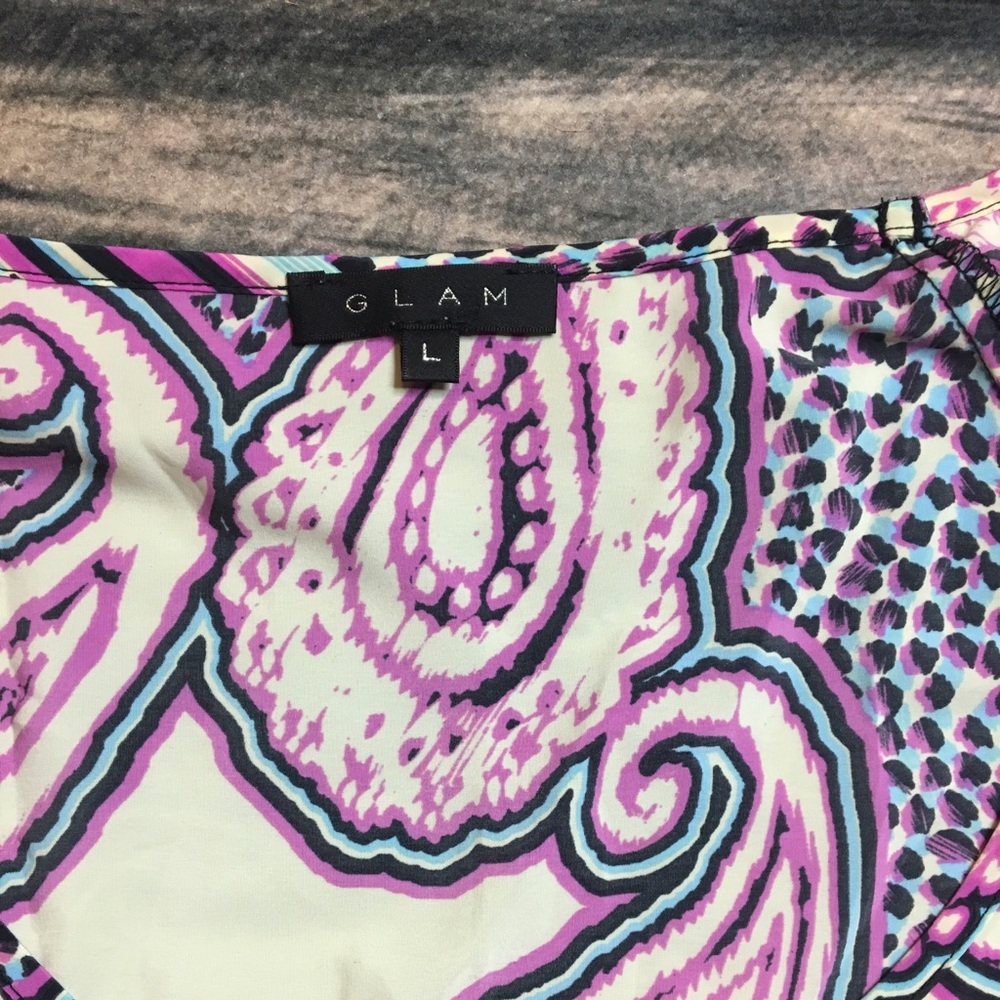 Glam Tunic Dress Paisley Large Cut Out Shoulders - Picture 3 of 8